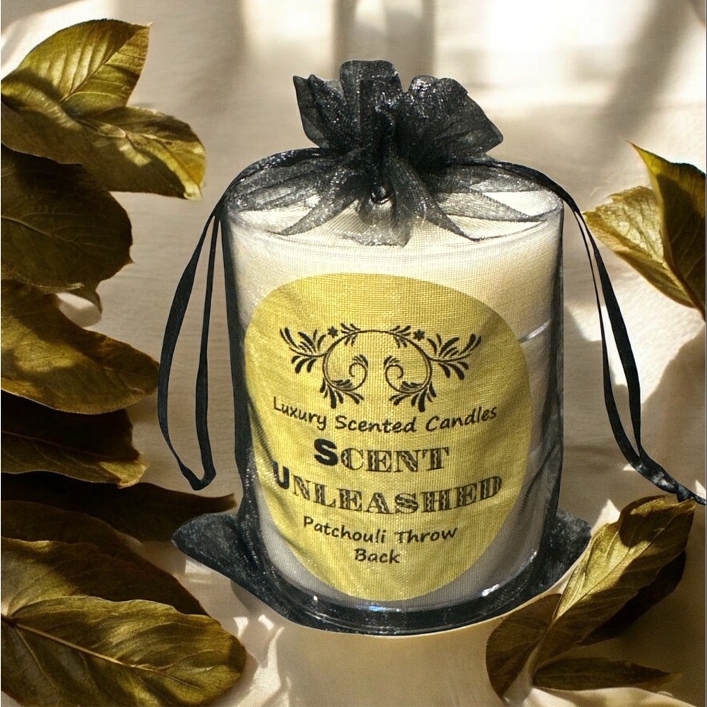 **PATCHOULI THROW BACK PREMIUM, SCENT UNLEASHED LLC LUXURY SCENTED CANDLES